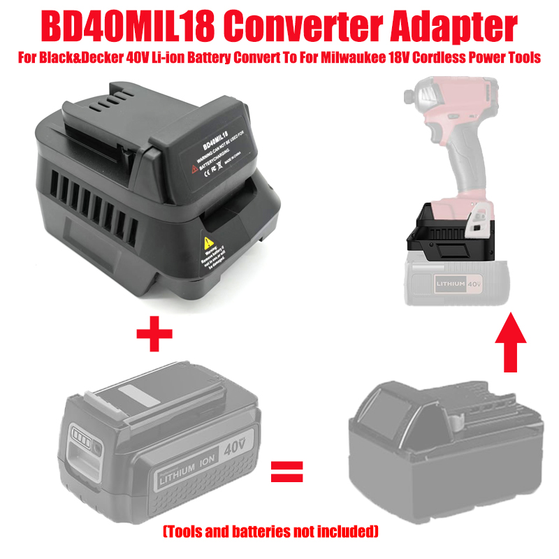 Black+Decker Tool Cordless - محول بطارية متوافق مع بطاريات بلاك