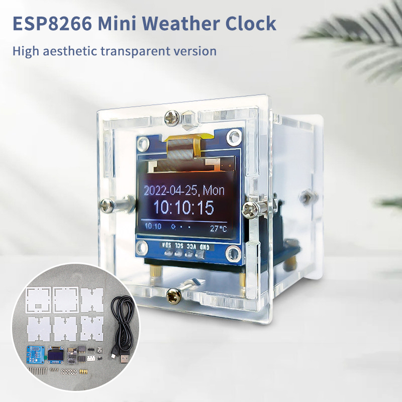 طقم ساعة الطقس المصغرة ESP8266 - مراجعة Diy Electronics Project Kit وسعره