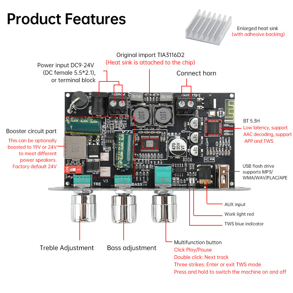قطعتان ZK-1001U لوحة مضخم صوت  - مراجعة Diy Electronics Cabinet وسعره